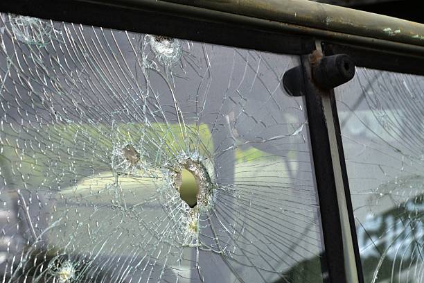 istock Abstract Cracked Window Glass on Antique Truck with Selective Focus. 537190359