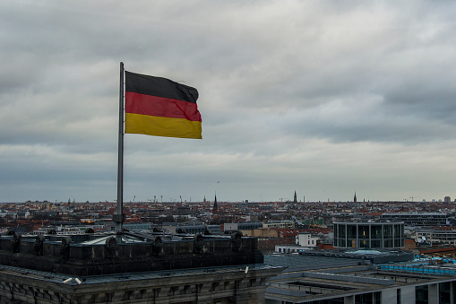 Deutschland`s Flag Fluttering Over Berlin