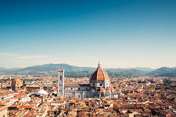 panorama von florenz - florence italy italy sky cathedral stock-fotos und bilder