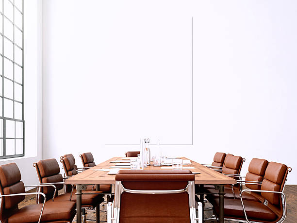 istock Photo interior modern meeting room with panoramic windows.Blank White 537206312