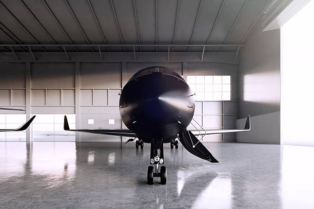 istock Photo of Black Matte Luxury Generic Design Private Jet parking 537206442