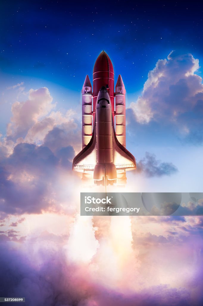 Space shuttle Space shuttle taking off on a mission Rocketship Stock Photo