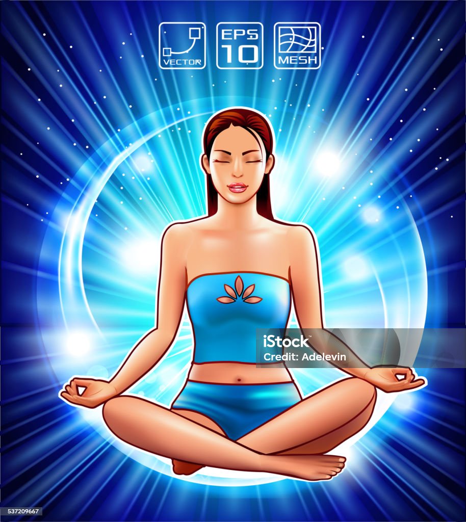 Meditating Woman Meditating woman sitting in the lotus position. 2015 stock vector