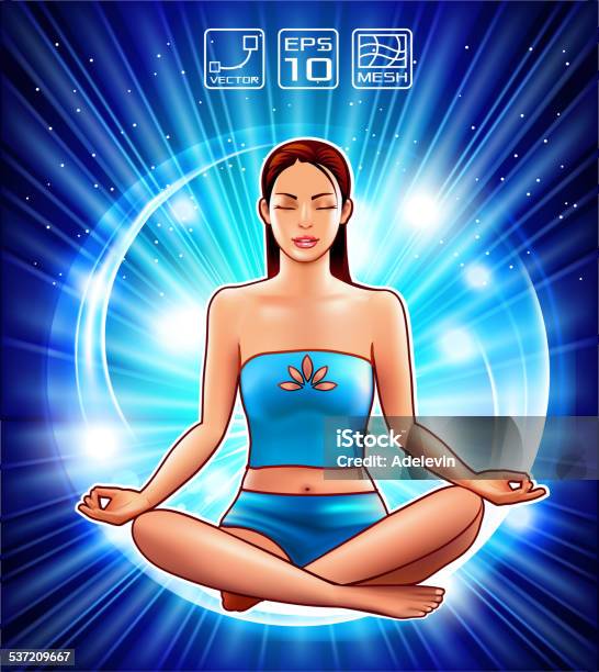 Meditating Woman Stock Illustration - Download Image Now - 2015, Adult, Backgrounds