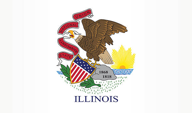 일리노이 플래깅 - illinois flag stock illustrations