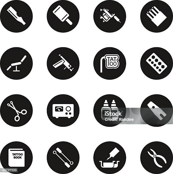 Tattoo Shop Icons Black Circle Series Stock Illustration - Download Image Now - Icon Symbol, Tattoo, Tattooing
