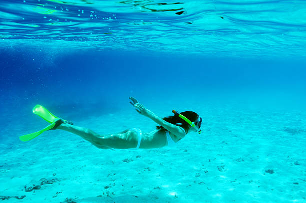 istock Woman with mask snorkeling 537212119