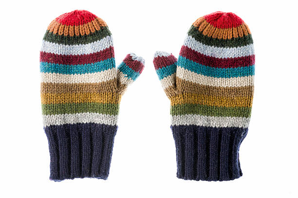 varicolored ストライプミトン - glove nobody colors wool ストックフォトと画像