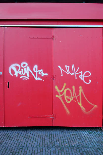 istock Red metal door 537213233