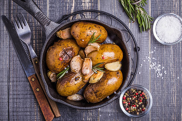 istock Rustic style potatoes with rosemary, garlic 537213875