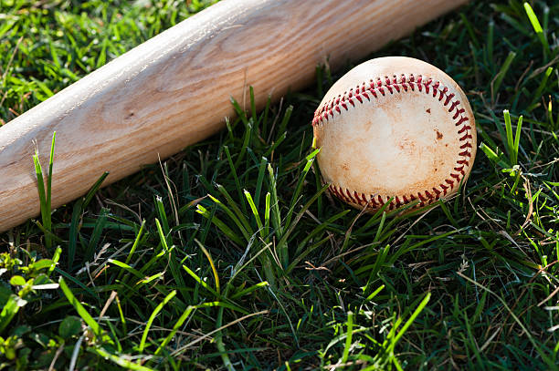 istock Baseball Bat and Ball on Grass Field 537214817