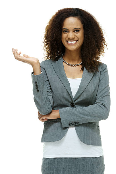 istock Cheerful businesswoman presenting 537214991