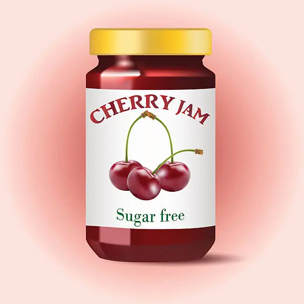 Vector illustration of Cherry jam isolated