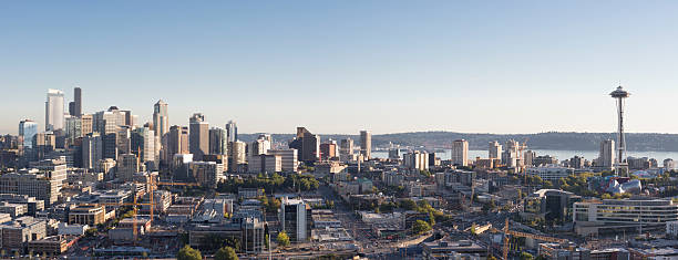 istock Seattle Skyline Panorama Downtown Financial District, Elliot Bay, Puget Sound 537229100