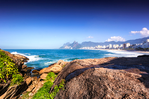 Photo of the famous Ipanema Beach at Rio de Janeiro, Brazil. This beach that inspired the music \