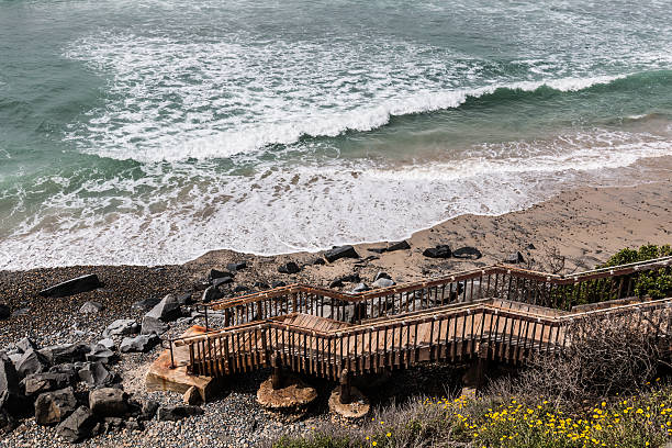 Steps for beach access to South Carlsbad State Beach in Carlsbad, California.  