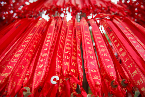 traditional chinese make a wish and hang it on the tree