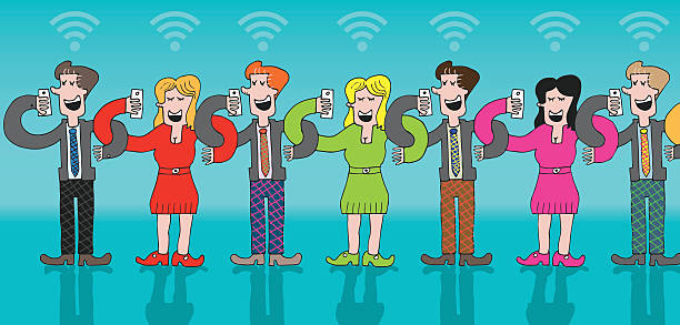 Linked In this technological world , everyone is connected to each other . family reunion images pictures stock illustrations