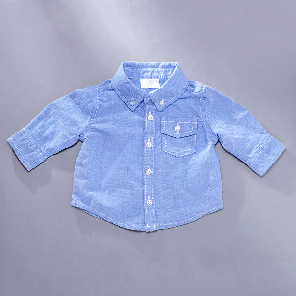istock Little blue infant buttoned long sleeve shirt 537238364
