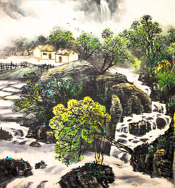 istock Chinese landscape watercolor painting 537238546