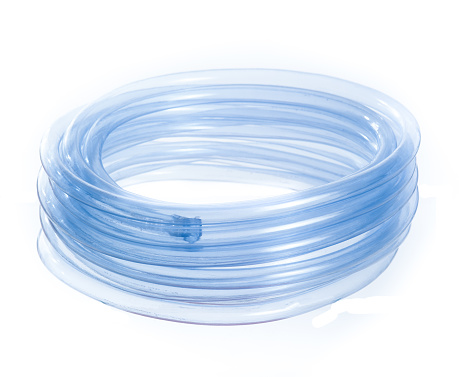 Blue water hose isolated on white