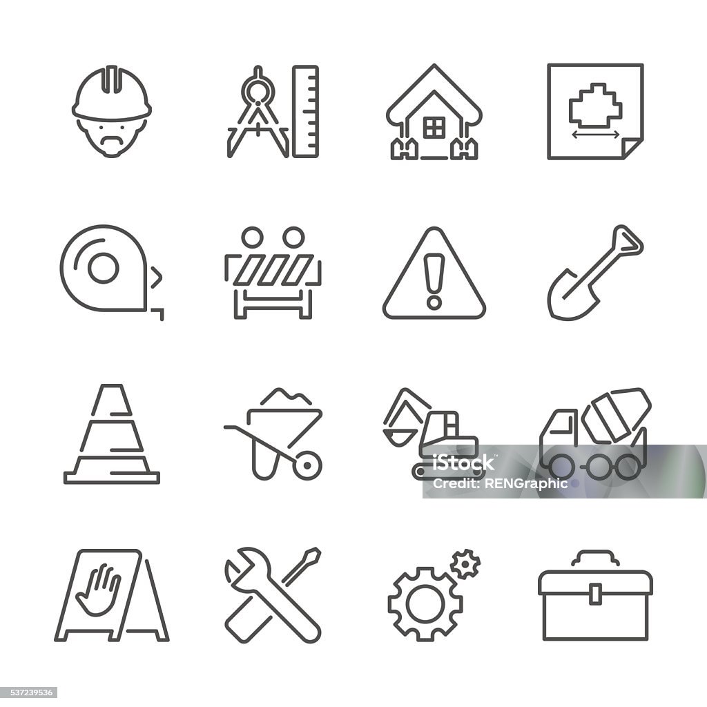 Flat Line icons - Construction Site Series Icon Set of Construction Site on white background , Vector line design icon The latest line design icon ,Match the latest trends in design and creativity ,It will help all of your graphic design & Mobile device & interface Design Icon Symbol stock vector