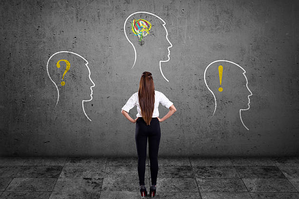 istock Businesswoman looking at concept drawn on wall 537243810