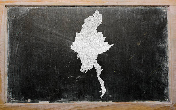istock outline map of myanmar on blackboard 537243885