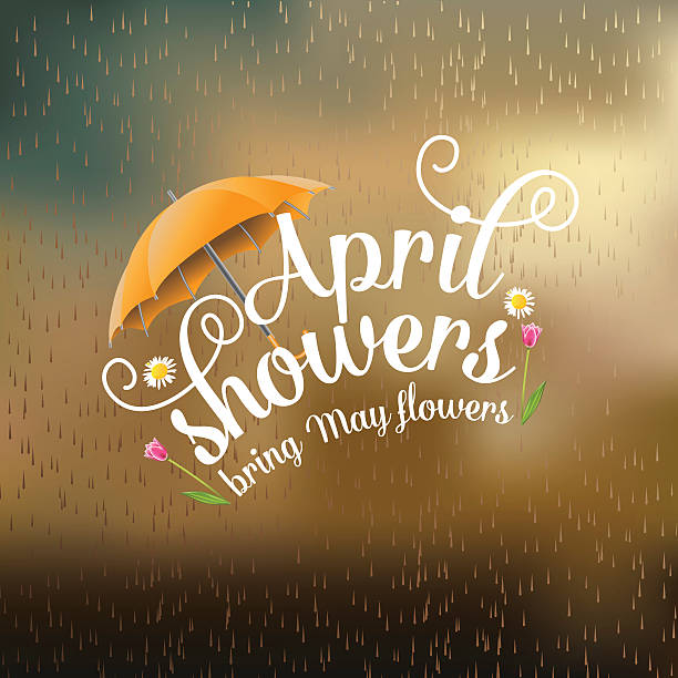 апреля душ придают может цветы дизайн - april stock illustrations