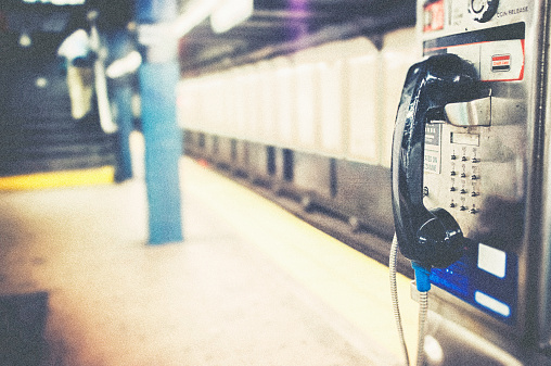 Pay phone in a subway New York City.