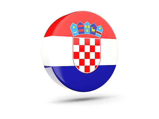 Round icon with flag of croatia. 3D illustration