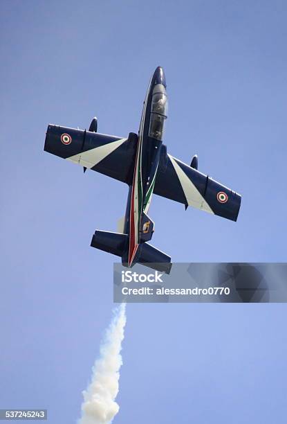 Mb339 Airplane Of The Frecce Tricolori Stock Photo - Download Image Now - 2015, Aerobatics, Aerospace Industry