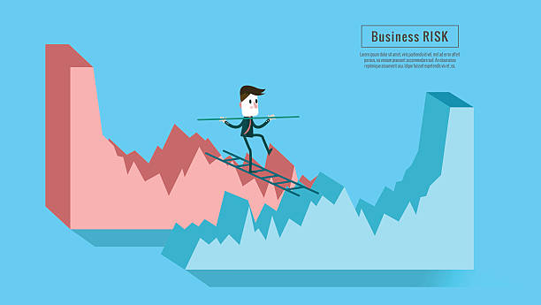 ilustraciones, imágenes clip art, dibujos animados e iconos de stock de hombre de negocios de cruzar desde el gráfico gráfico de crecimiento. - high up finance graph determination