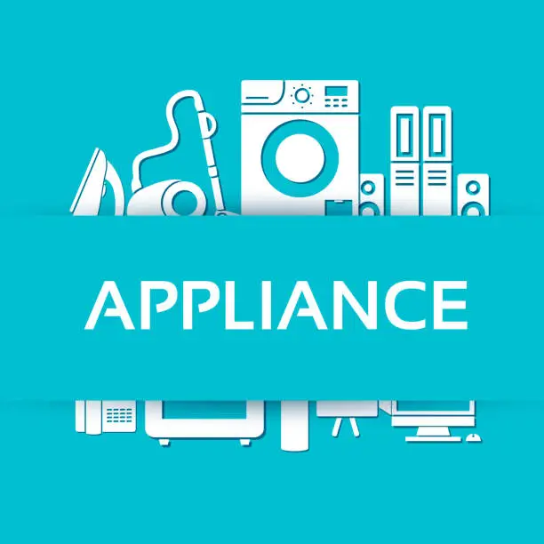 Vector illustration of Flat modern home electronics appliances set icons concept