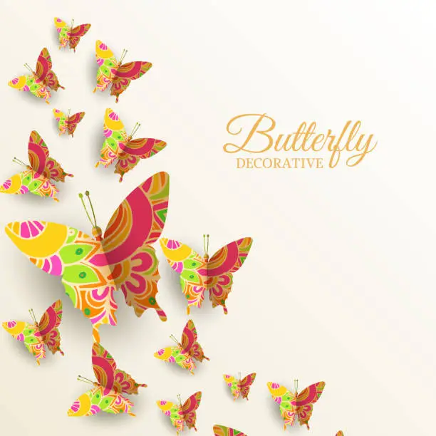 Vector illustration of beautiful colorful butterfly background concept.