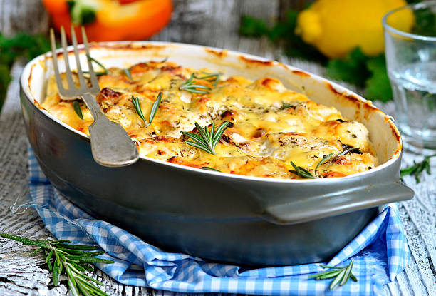 istock Chicken fillet baked in sour cream sauce. 537247493
