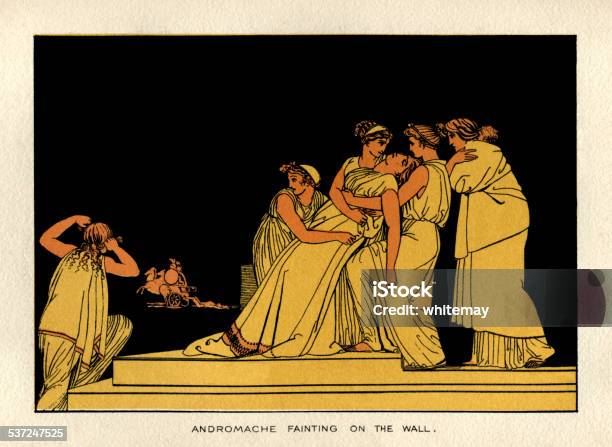 Andromache Fainting On The Wall Stock Illustration - Download Image Now - Classical Greek, Fainting, Women