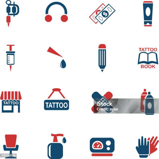 Tattoo Salon Icon Set Stock Illustration - Download Image Now - Tattoo Machine, Human Hand, Vector