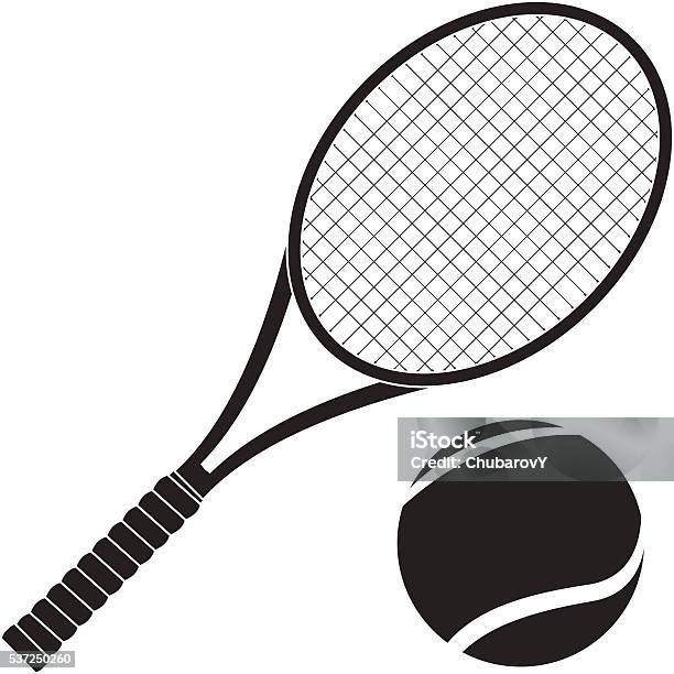 Tennis Racket With Ball Stock Illustration - Download Image Now - Tennis Racket, Black Color, Clip Art