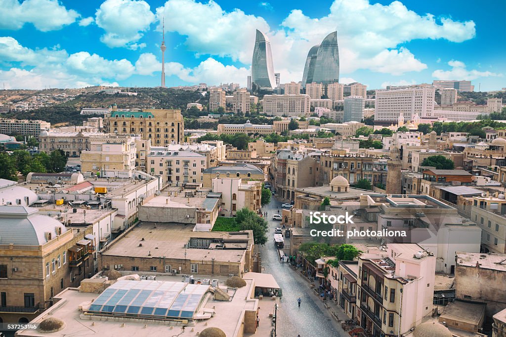 panorama da cidade de Baku, Azerbaijão - Foto de stock de Baku royalty-free