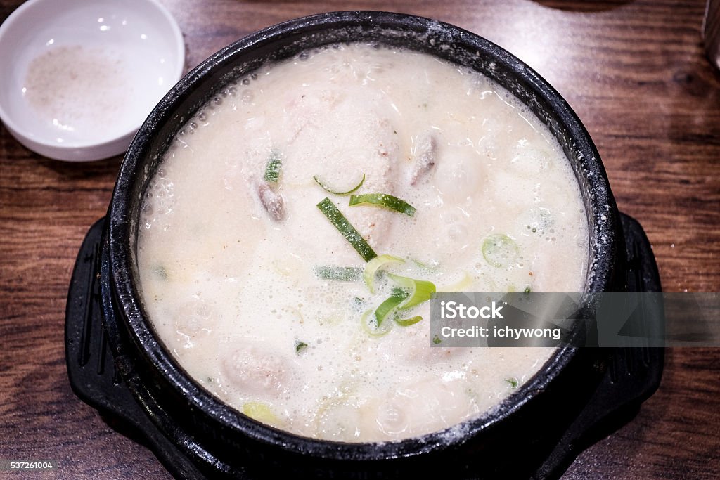 Samgyetang - Korean Dish Chicken Ginseng Soup Samgyetang is a traditional Korean Chicken Ginseng Soup. Adulation Stock Photo