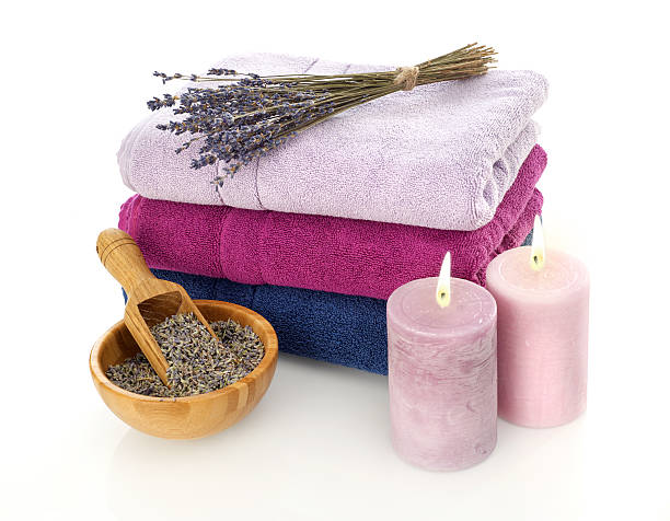 istock Towels, candles and lavander 537261596
