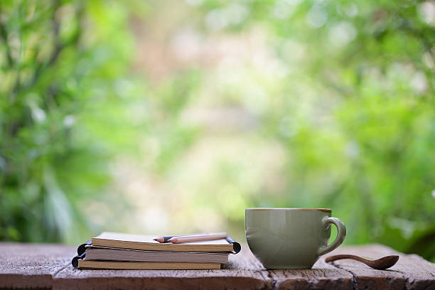istock Notebook with pencil and cup on wooden table 537262274