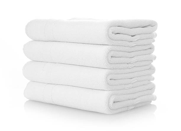 Clean white towels stock photo
