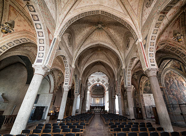 Interior of Santa Maria delle Grazie in Milan stock photo
