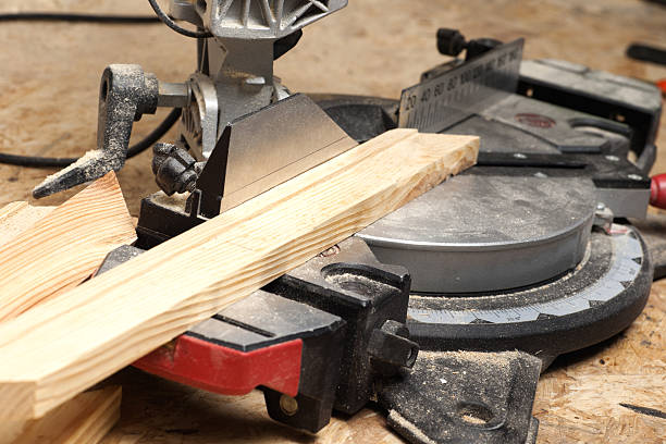istock Carpenter working. Carpenter tools on wooden table with sawdust. 537266742