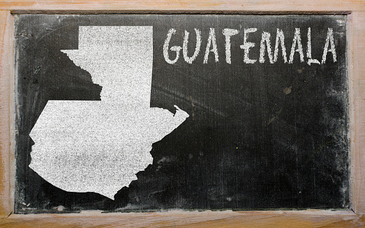 drawing of guatemala on blackboard, drawn by chalk
