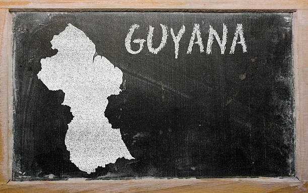 istock outline map of guyana on blackboard 537269333