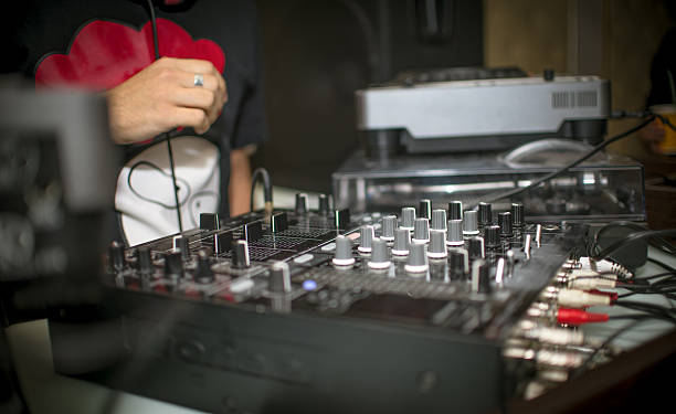 istock Mixing Console and the hand of the DJ 537269800