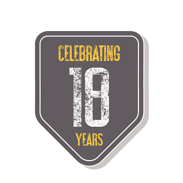 illustrazioni stock, clip art, cartoni animati e icone di tendenza di "celebrare 18 anni" banner. - 18 19 years